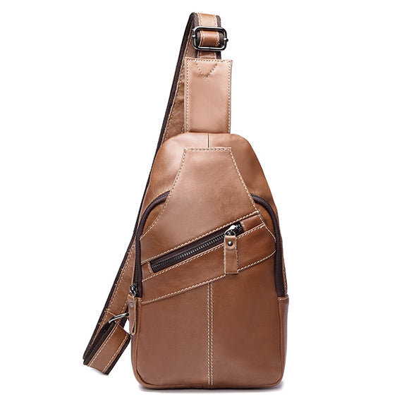 Men Genuine Leather Crossbody Bag Casual Chest Bag