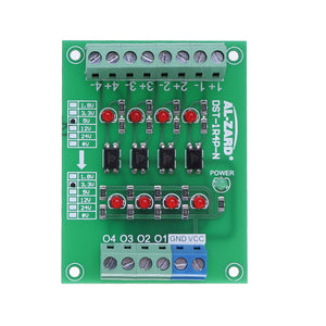 5V To 1.8V/3.3V/12V/24V 4 Channel Optocoupler Isolation Board Isolated Module PNP Output PLC Signal Level Voltage Converter