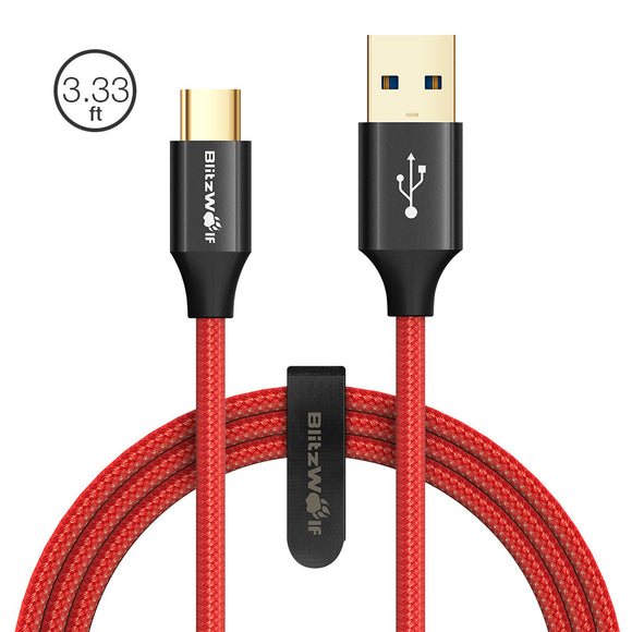 BlitzWolf AmpCore Turbo BW-TC9 3A Braided Durable USB 3.0 to Type-C Charging Data Cable 3.33ft/1m