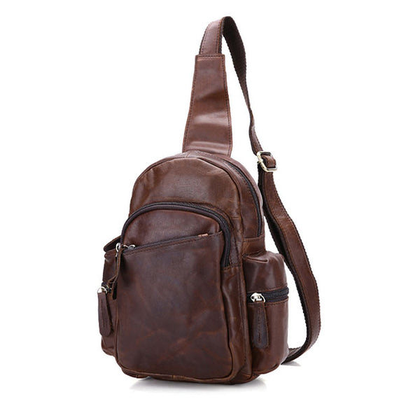 Genuine Leather Chest Bag Casual Vintage Crossbody Bag For Men