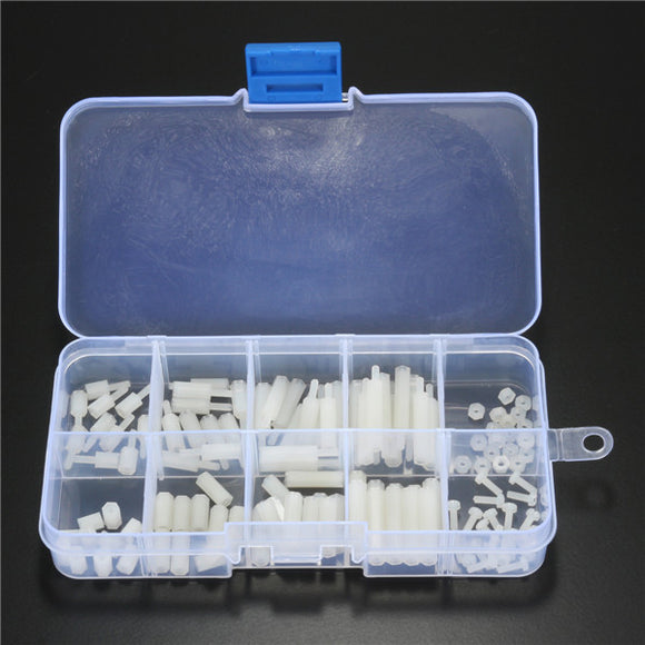 120Pcs White M2 Nylon Hex Spacers Screw Nut Assortment Kit