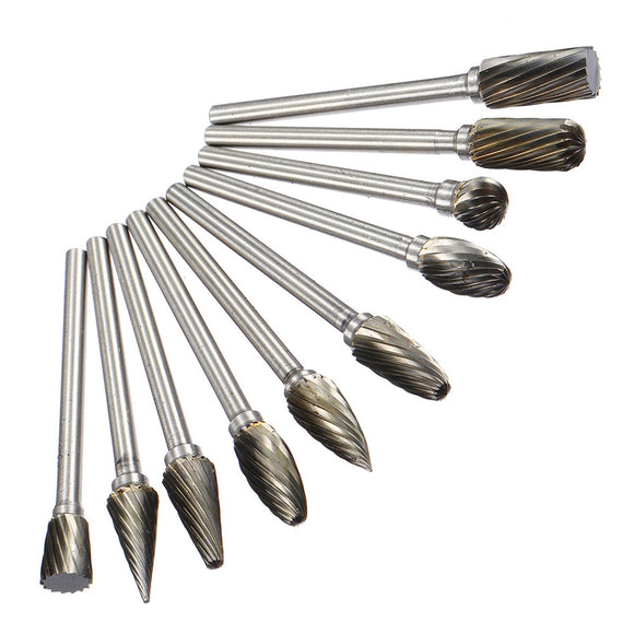 10pcs 6mm Tungsten Steel Solid Carbide Burrs Grinding Rotary File Double/Single Cut Polished