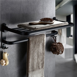 Folding Towel Holder Double Bath Shelves Towel Rail Bathroom Fixed Accessories