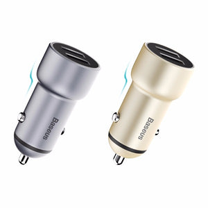 Baseus Dual USB Ports 5V 3.4A LED Indicator Little Giant Metal Car Charger