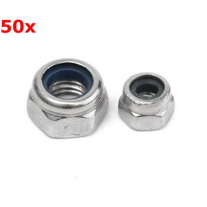 Suleve M3SN3 50Pcs M3/M5 Galvanized Self-locking Nut Nylon Stainless Steel Nuts