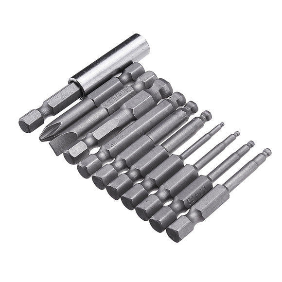 Effetool 11pcs 50mm Magnetic Ball Screwdriver Bit H1.5/2/2.5/3/4/5/6/8 PH2 SL6 Screwdriver