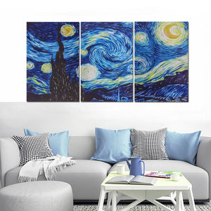 3Pcs Starry Night Waterproof Picture Canvas Paint Wall Art Poster Home Decorations