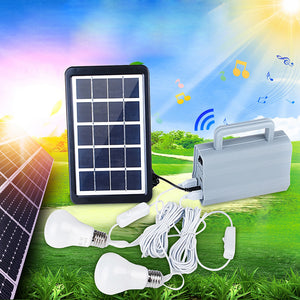 3W Solar Generator Home DC System Kit with 2 LED Light Bulb Emergency Lamp For Outdoor Camping