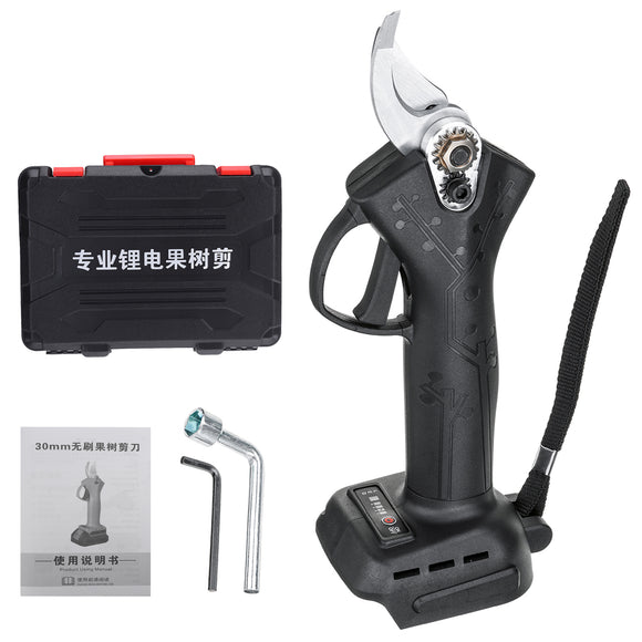 30mm 18V Electric Garden Pruner Scissors Cordless Sharp Pruning Shears Branch Cutter Adapted To Makita Battery With Plastic Storage Box