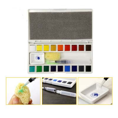 Maries 18/24/36 Colors Solid Watercolor Paint Set Watercolor Paint Transparent Sketch Painting