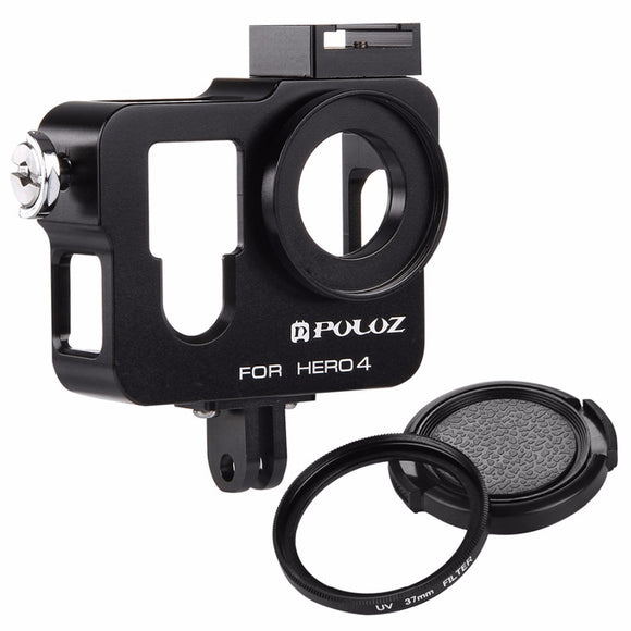 PULUZ PU153 Housing Shell Aluminum Alloy Protective Case Cage W/ UV Lens Filter Lens Cap