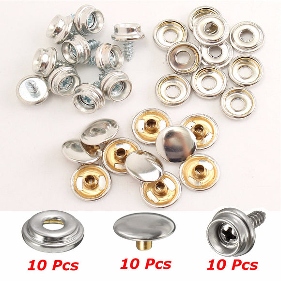 10Set Stainless Steel 3/8 Inch Boat Cover Canopy Fittings Fastener Snap Kit with Tools