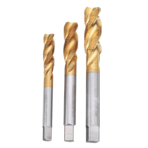 Drillpro M8/M10/M12 HSS Titanium Coated Screw Tap Thread Metric Spiral Flute Machine Hand Tap