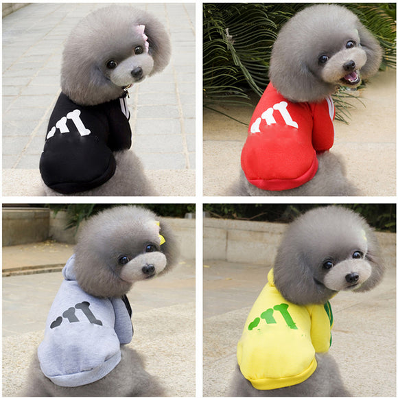 Pet Dog Puppy Cotton Winter Coat HoodieTwo-Legs Clothes With Hat Sport Style