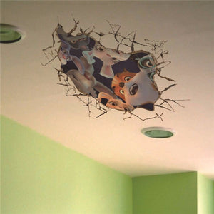 PAG STICKER 3D Wall Decals Cartoon Celling Hole Sticker Home Wall Decor Gift