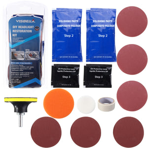 Visbella Car Vehicle Motorcycle Headlight Lamp Lens Cleaning Restoration DIY Kit