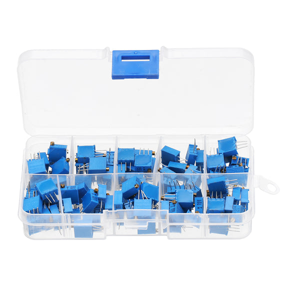 100Pcs 3296W Multiturn Trimmer Potentiometer Kit High Precision Variable Resistor With Box Kit