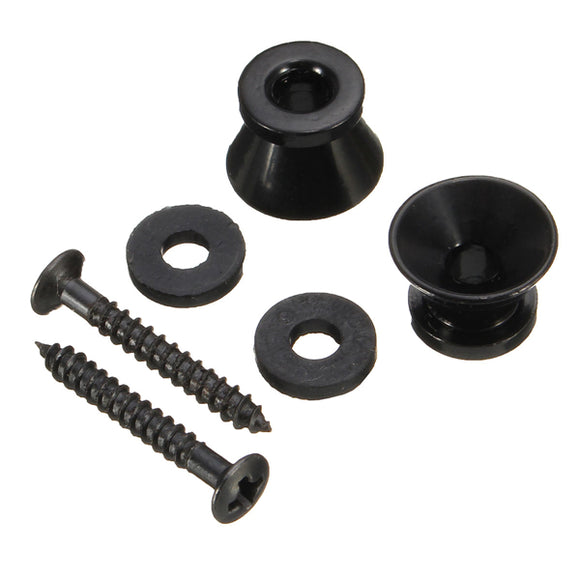 2pcs Black Strap Lock Buttons End Pins Cushion Screws For Guitar Bass