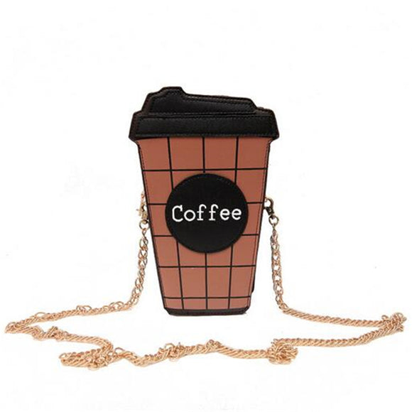 Women Cute Coffee Latte Handbag Messenger Shoulder Chain Totes Bag Purse For iphone X For SamsungS8