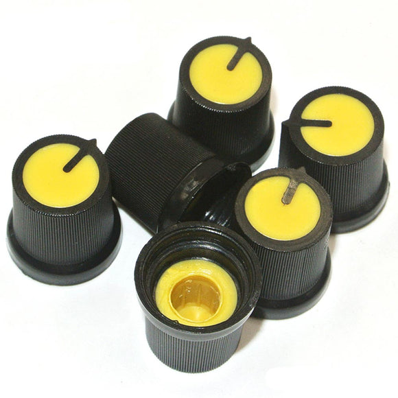 30Pcs Yellow Plastic For Rotary Taper Potentiometer Hole 6mm Knob