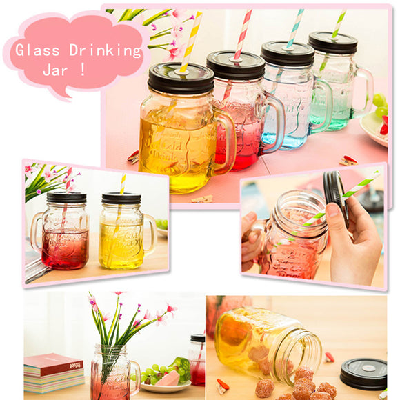 Fashion Graduated Color Glass Drinking Jar Cup Bottle 500ml