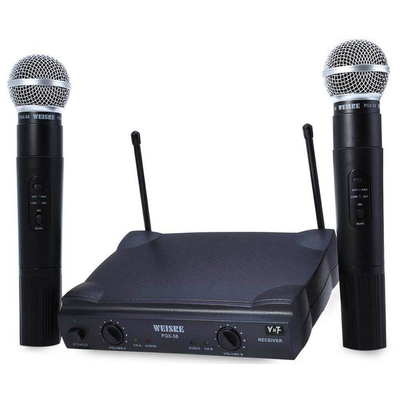 WEISRE PGX58 Omni Directional Wireless Microphone System Dual Mic for Karaoke Party KTV