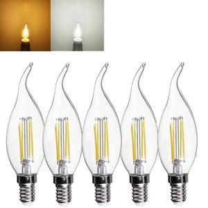 E14 4W Pure/Warm White Edison Filament LED COB Flame Lamp 220-240V