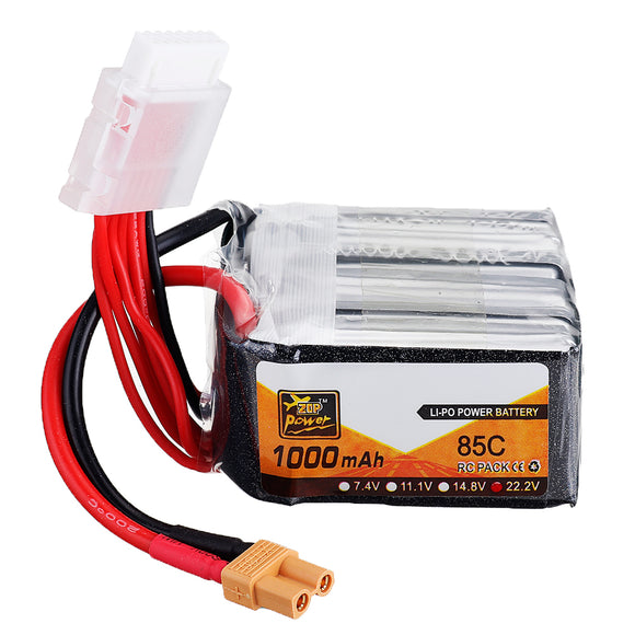 ZOP Power 22.2V 1000mAh 85C 6S Lipo Battery XT30 Plug for FPV Racing Drone