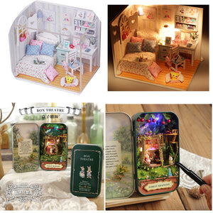 2PCS DIY CuteRoom Forest Rhapsody Hoomeda Dollhouse Miniature With LED Cover