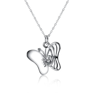 YUEYIN Trendy Sweet Butterfly Zircon Silver Clavicle Necklaces