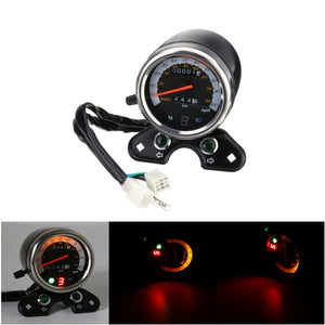 Motorcycle Odometer Speedometer LCD Digital Gauge W/ Light USB Charger Interface For Cafe Racer