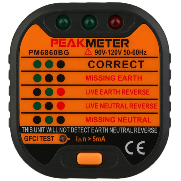PEAKMETER PM6860BG GFCI/RCD Test Function Socket Detector Tester Line Detector with Leakage Tester