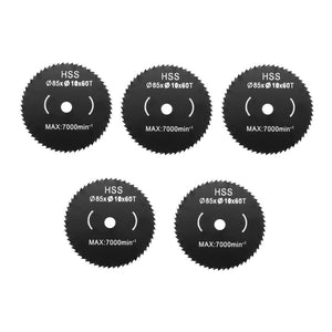 Drillpro 5pcs 85mm Saw Blade Woodworking 60 Teeth 10mm Bore Circular Cutting Disc