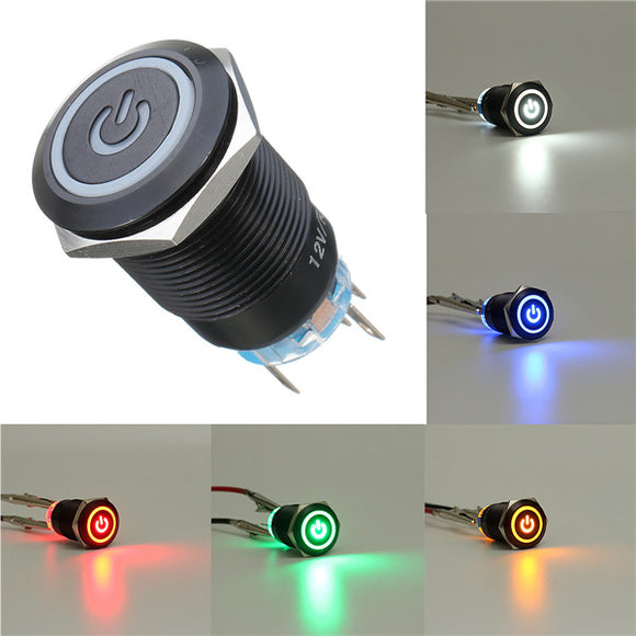 12V 5 Pin 19mm Led Metal Push Button Latching Switch Waterproof Switch