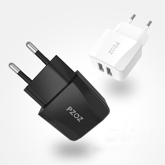 PZOZ 2.1A Dual USB Ports Charger Fast Charging Travel EU Plug Adapter Charger For iPhone X XR XS Max Xiaomi MI8 MI9 HUAWEI P30 S9 S10 S10+