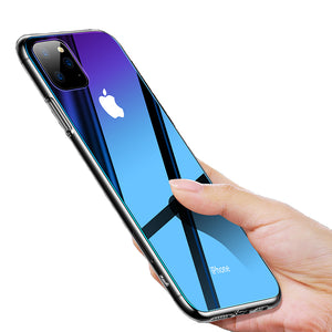 Cafele Gradient Color Tempered Glass + Soft Silicone Edge Protective Case for iPhone 11 6.1 inch