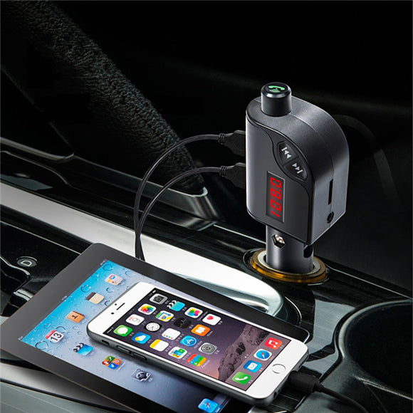 S6 Car Charger FM AUX TF Card Noise Cancelling Hands Free Call MP3 Player Bluetooth Transmitter