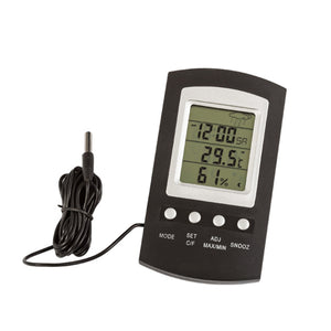 LCD Digital Max/Min Thermometer Hygrometer Alarm Temperature Humidity Tester Reptile