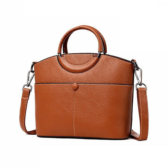 Women Faux Leather Pure Color Tote Bag Designer Handbag Crossbody Bag