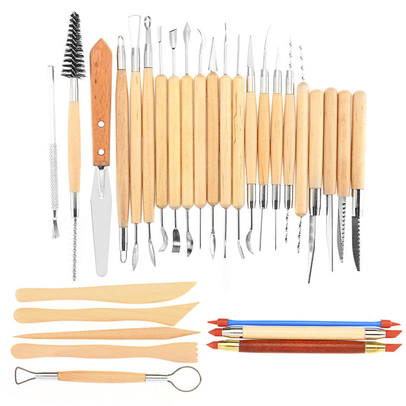 30 Pcs Sculpture Tools Clay Carving Set Modeling Tools Wooden Sculpture Knife