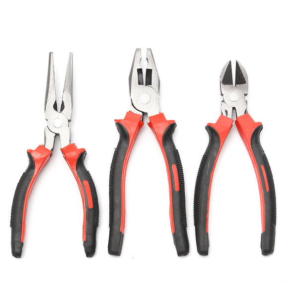 3Pcs 8inch inch Heavy Duty Long Nose Combination Cutter Plier All Purpose