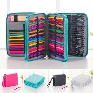 120 Slots Pencil Case Cosmetic Makeup Bag Storage Travel Zipper Pouch Student Stationery