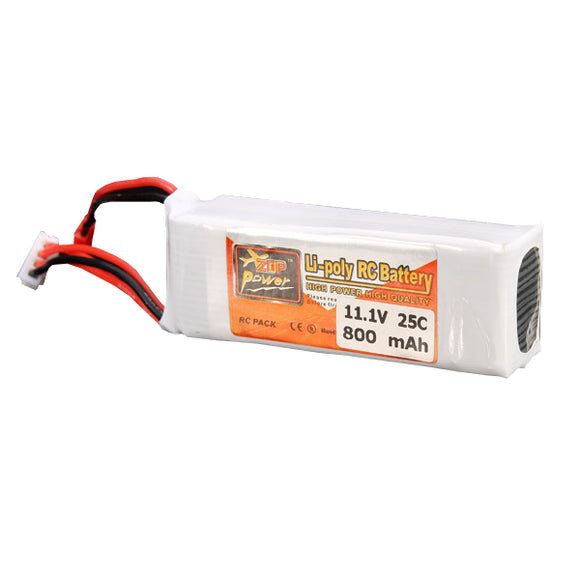 ZOP Power 11.1V 800MAH 3S 25C Lipo Battery JST Plug