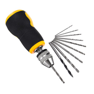 0.5-3.2mm Mini Hand Drill Micro Drill Keyless Chuck with 10pcs Drill Bits