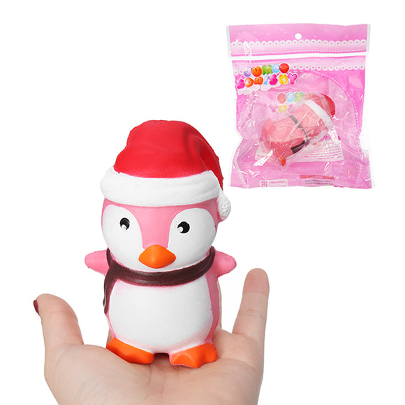 Squishy Penguin Slow Rising Soft Toy Christmas Hat Cute Kawaii Squeeze Gift