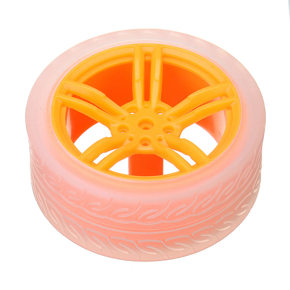 4Pcs 65*27mm Orange+Transparent Color Rubber Wheels for TT Motor Arduino Smart Chassis Car