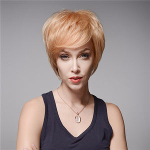 Human Hair Wigs Virgin Remy Short Side Bang Mono Top Capless Real Wig 13 Colors to Choose