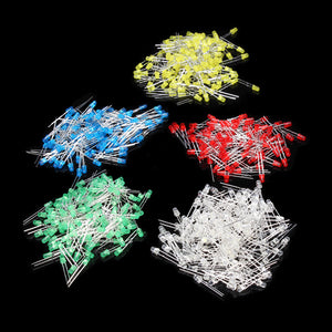 2000pcs 3MM LED Diode Kit Short Leg Mixed Color Red Green Yellow Blue White