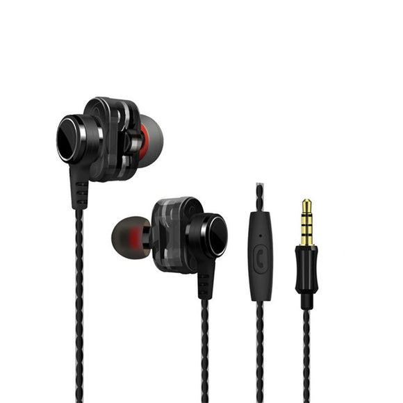 HiFi Dual Dynamic Driver Earphone 3.5mm Jack Stereo Bass Headphone with Mic for iPhone Samsung