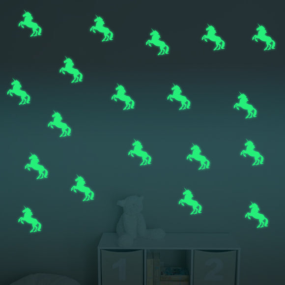 Honana DX-126 10PCS 7X10CM Fluorescent Glow Unicorn Wall Sticker Home Bedroom Decor